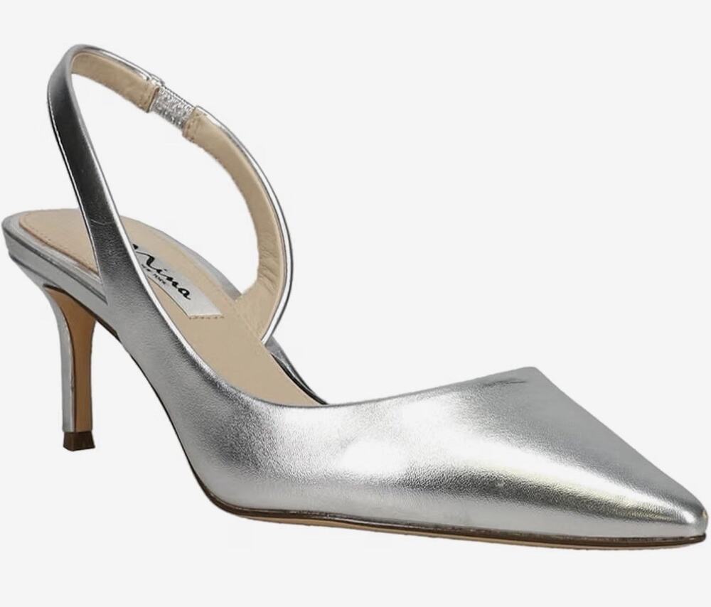 Nina New York Metallic Pointed Toe Slingback Pumps Size 9M (SRD)